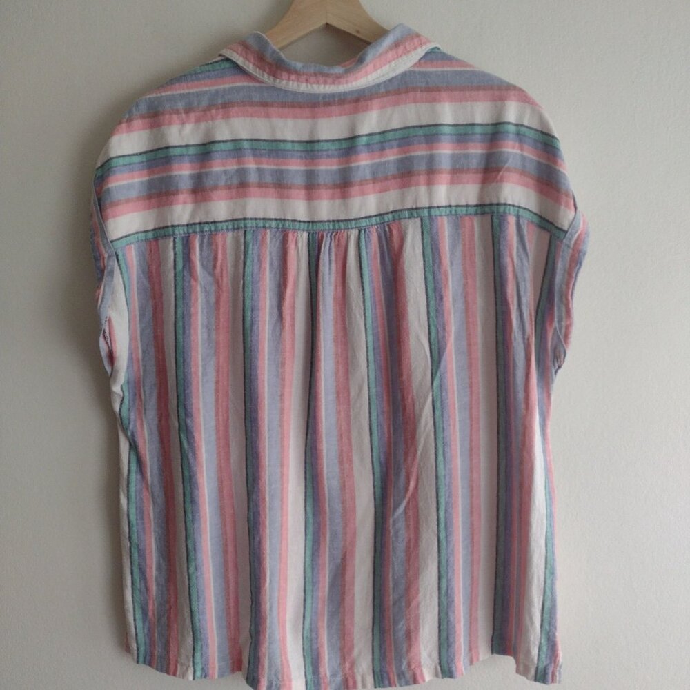 Orvis Womens Striped Button-Up Shirt M Pink Blue White Breathable Relaxed Top - Picture 7 of 9